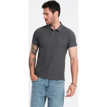 Ombre Clothing Bavlněná jednobarevná pánská polokošile šedá v3 om-pobs-0100