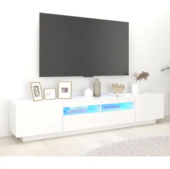 Televizní stolek vidaXL TV skříňka s LED osvětlením 200x35x40 cm [3120171] Barva: Bílá