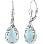 Stříbrné náušnice visací s přírodním Akvamarínem JST13327AQE