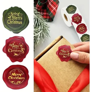 Vánoční dekorace 500 ks Vánoční pečetní samolepky na dárky | vánoční etikety, vánoční dekorace