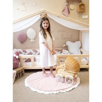 Hrací deka Hrací podložka - malinová s bílým volánkem