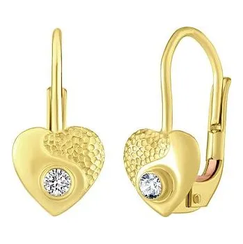 Náušnice Zlaté náušnice srdce s přírodním čirým topazem SILVEGO70205P