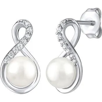 Náušnice Stříbrné náušnice s bílou přírodní perlou JST16959E