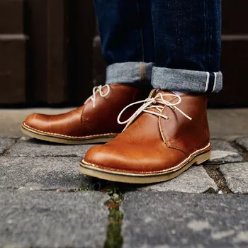 Pánské polobotky Vasky Desert Brown - Pánské kožené kotníkové boty hnědé - jarní / podzimní boty, obuv | Flexiko | česká výroba ze Zlína 43 EU