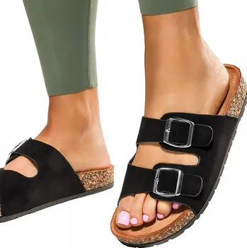 Dámské žabky NAZOUVÁKY Dámské PROFILOVANÉ Korková Podrážka Ploché Černé Pohodlné vel. 39