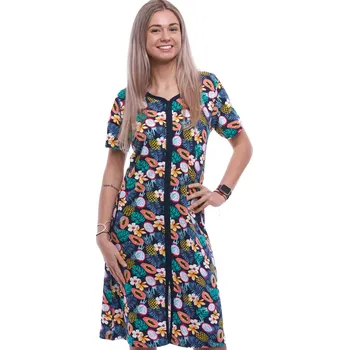 Dámská noční košile Barevný župan nebo košilka pro ženy či dívky celopropínací na zip exotické ovoce 1G0655 vzorovaná m