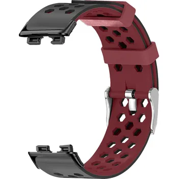 Perforovaný řemínek s přezkou Huawei Band 8/9/10 Barva: Černo-vínová