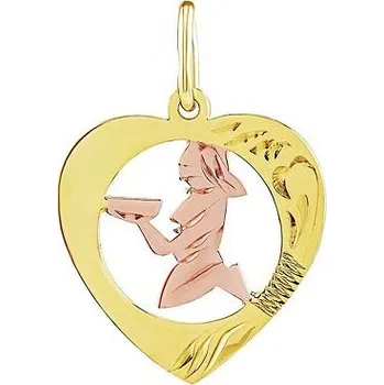 Přívěsek Zlatý přívěsek znamení zvěrokruhu Panna - srdce SILVEGOB10264GY09
