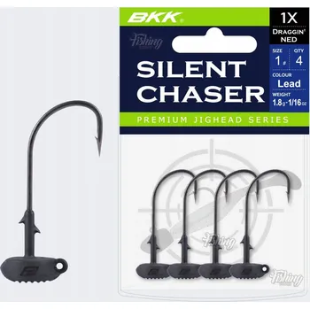Rybářský háček Jigová hlavička BKK Silent Chaser Draggin' NED Black Lead Č. 1 - 1.8g