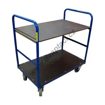 Dvoupatrový plošinový vozík 2P, 850x500 mm, nosnost 250 kg, kola 160 mm
