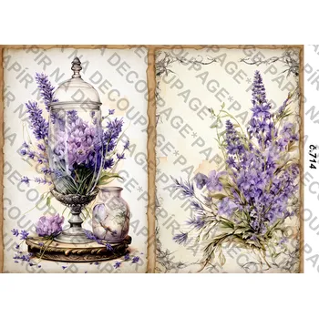 Umělecký papír Rýžový a soft papír na decoupage - Levandule vintage - KB0714 Materiál: Soft, Rozměr: A4