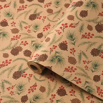 Balící papír Vánoční balicí papír s vločkami a soby | vánoční dekorace, dárkový papír - F