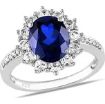 Stříbrný prsten princezny Kate se syntetickým Safírem velikost obvod 61 mm JJJR0932-obvod 61 mm