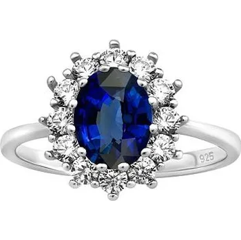 Prsten Stříbrný prsten princezny Kate se syntetickým Safírem velikost obvod 62 mm JJJRK985-obvod 62 mm