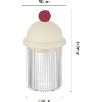 Úložný box Průhledný roztomilý úložný box s víkem na kosmetiku a párátka | úložný box, průhledná krabička - semiš