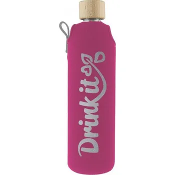Láhev Drinkit skleněná lahev 330ml pinky