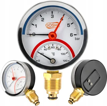 Termomanometr fi 80 6 barů spodní vývod 120 stupňů .352 Goshe