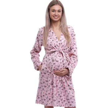 Dámský župan Růžový župan do porodnice na kojení vzor Macešky 1G0653 růžová m