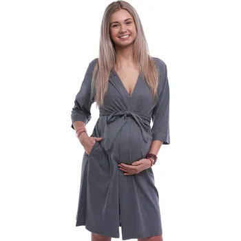 Dámský župan Tmavě šedý lehký župan do porodnice na kojení 1XL,2XL,3XL,4XL 1G0660 šedá 1xl