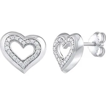 Náušnice Stříbrné náušnice srdíčka na puzetu FWE10218