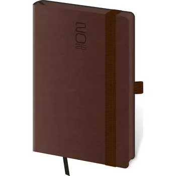 Diář Kapesní diář Memory tmavě hnědý s gumičkou