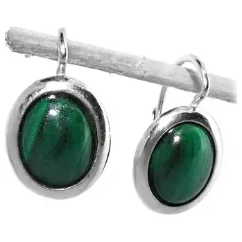 Náušnice Stříbrné náušnice přírodní malachit - NK1453 (Stříbrné náušnice s přírodním malachitem 10x8 mm)
