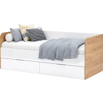 Postel Postel Junior 0,9x2,0 s rámem, lesklá bílá / dub kraft Asti