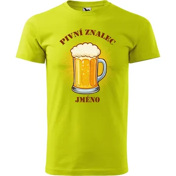 Pánské oblečení Pánské tričko s potiskem Pivní znalec Velikost: XS, Barva trička: Limetková
