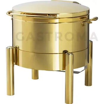 Servírovací stolek Chafing na polévku s plným víkem, zlatý lesk 12 l | AMBITION, Premium