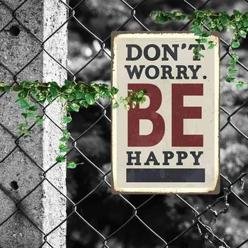 Plechová cedule BAF Nástěnná kovová cedule Nebuď smutný, buď happy 30 x 20 cm