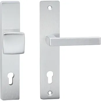 Dveřní kování Bezpečnostní kování COBRA TOWER H s hranatou klikou (F1 - stříbrný elox), klika-klika, Otvor na cylindrickou vložku PZ, COBRA F1 (stříbrný elox), 72 mm