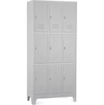 Rauman Kovová šatní skříň 9 boxů, 90 x 45 x 195 cm, pevné nohy, otočný zámek - šedá + doprava ZDARMA