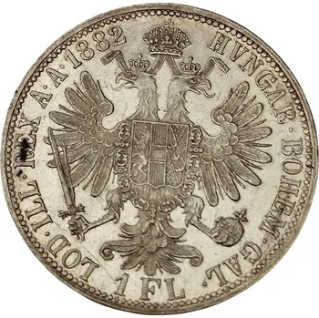 Stříbrná mince 1 zlatník František Josef I. Rakouská ražba 1882