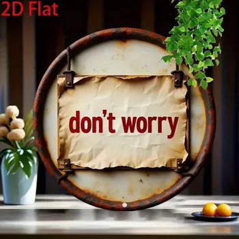 Plechová cedule BAF Nástěnná kovová cedule Nebuď smutný. Průměr 20 cm