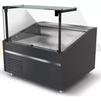 Chladící pult bez agregátu, s tvrzeným rovným sklem a horní deskou z nerezové oceli 2590x1170x1330 mm | RAPA, GT remote
