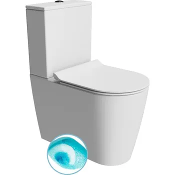 Klozet GSI KUBE X WC kombi, Swirlflush, spodní/zadní odpad, bílá dual-mat