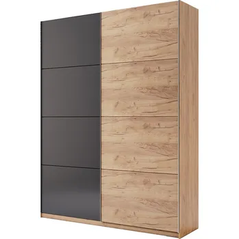 Šatní skříň Skříň s posuvnými dveřmi 1,5x2,4m (Dveře Dub Kraft/Mat Láva), série N Luna