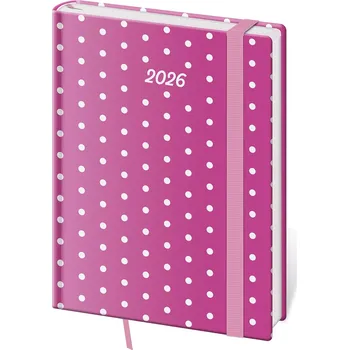 Diář Helma 365 Denní diář B6 Vario Pink s gumičkou