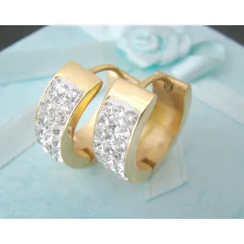 Náušnice Steel Jewelry Náušnice kruhy gold s krystalky z chirurgické oceli NS130197 dárkové balení zdarma