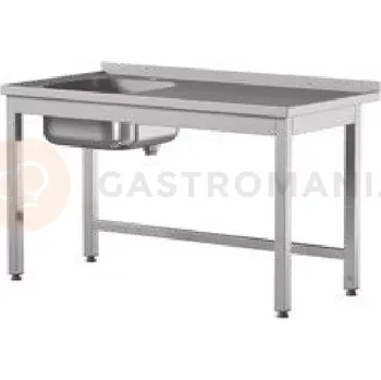 Nerezový dřez Přístěnný stůl s dřezem a zesílením 1900x700x850 mm | ASBER, STW-197/1-PL-L-B