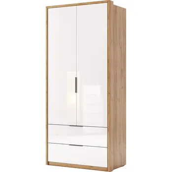 Šatní skříň Skříň 2D 2Š bez zrcadel, série N, dub kraft / bílá Asti