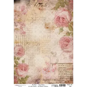 Umělecký papír Rýžový papír A4 - 1189 - Cadence (Psaní s růžičkami) - A4