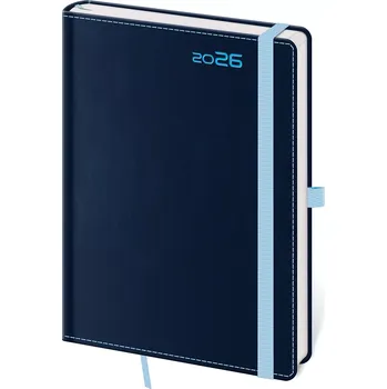 Diář Týdenní diář B6 Double Blue s poutkem