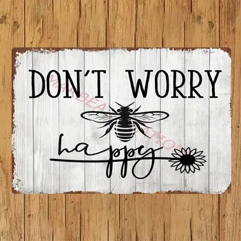 Plechová cedule BAF Nástěnná kovová cedule Nebuď smutný X. 30 x 20 cm