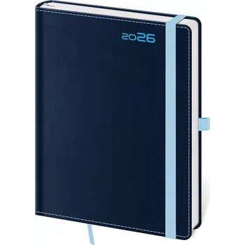 Diář Denní diář A5 Double Blue s poutkem