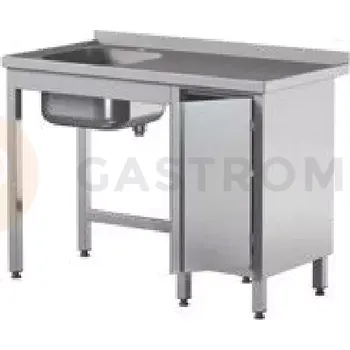 Nerezový dřez Přístěnný stůl s dřezem a křídlovými dveřmi 1600x600x850 mm | ASBER, STW-166/1-PL-L-HD-B
