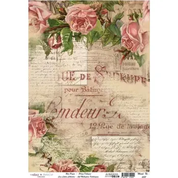 Umělecký papír Rýžový papír - 1187 - Cadence (Růžové dopisy) - A3