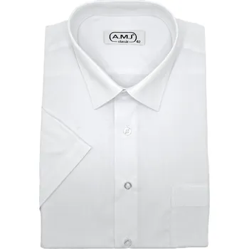Pánská košile AMJ Slim fit s krátkým rukávem - bílá JKS18 Velikost: 45, délka rukávu: krátký rukáv