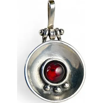 Přívěsek Drakkaria ORBIT, stříbrný přívěsek s granátem, Ag 925