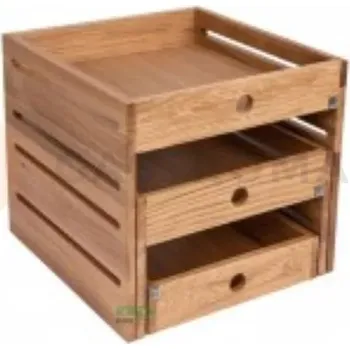 Servírovací stolek Dřevěné bedýnky, neutrální dub 3 ks. 32,9x39,5x8,5 cm / 36,2x39,5x23 cm / 39,5x41x36,5 cm | HORECA SERVICE, HS Design